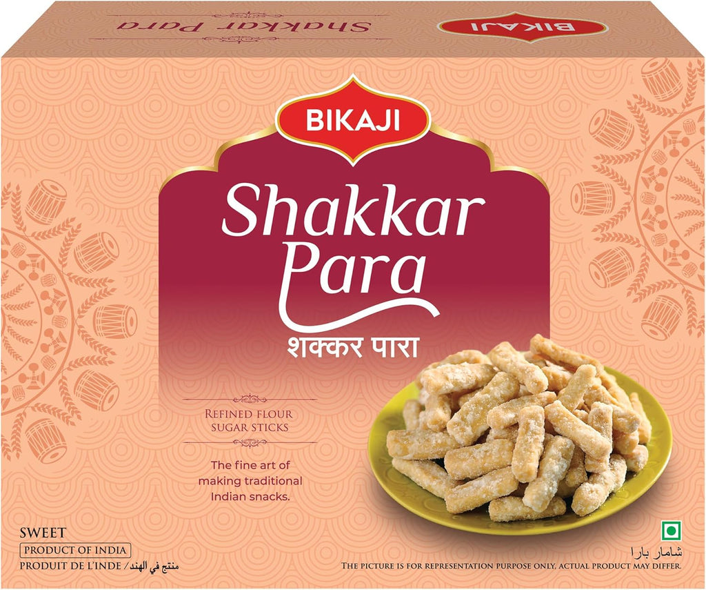 Bikaji Shakkar Para 14.11 oz (400g), Traditional Indian Sweet Snack, Crispy Sugar Coated Diamond Bites, Authentic Indian Mithai Namkeen, Ready to Eat Tea Time & Festive Snack