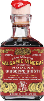 Giusti Italian Balsamic Vinegar of Modena IGP - 3 Gold Medals, Rich & Thick Gran Deposito Aceto Balsamico di Modena for Salads, Cheese & Finishing Touches, Made in Italy – 8.45 fl oz/250 ml -Pack of 1