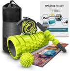 321 STRONG 5 in 1 Foam Roller Set with Hollow Core Deep Tissue Massager, Muscle Roller Stick, Stretching Strap, Spikey Plantar Fasciitis Ball, and Carry Bag, with 4K eBook