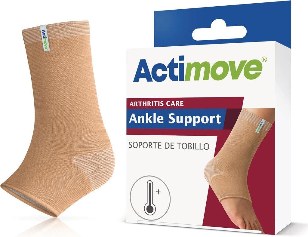 Actimove Arthritis Care Ankle Support with Heat-retaining Fabric – Drug-free Pain Management for Arthritis, Increases Blood Circulation – Left/Right Wear – Beige, Medium