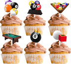 18pcs Glitter Billiards Dessert Cupcake Topper Sport Theme Decor Supplies Men Boys Girls Happy Birthday Decorations