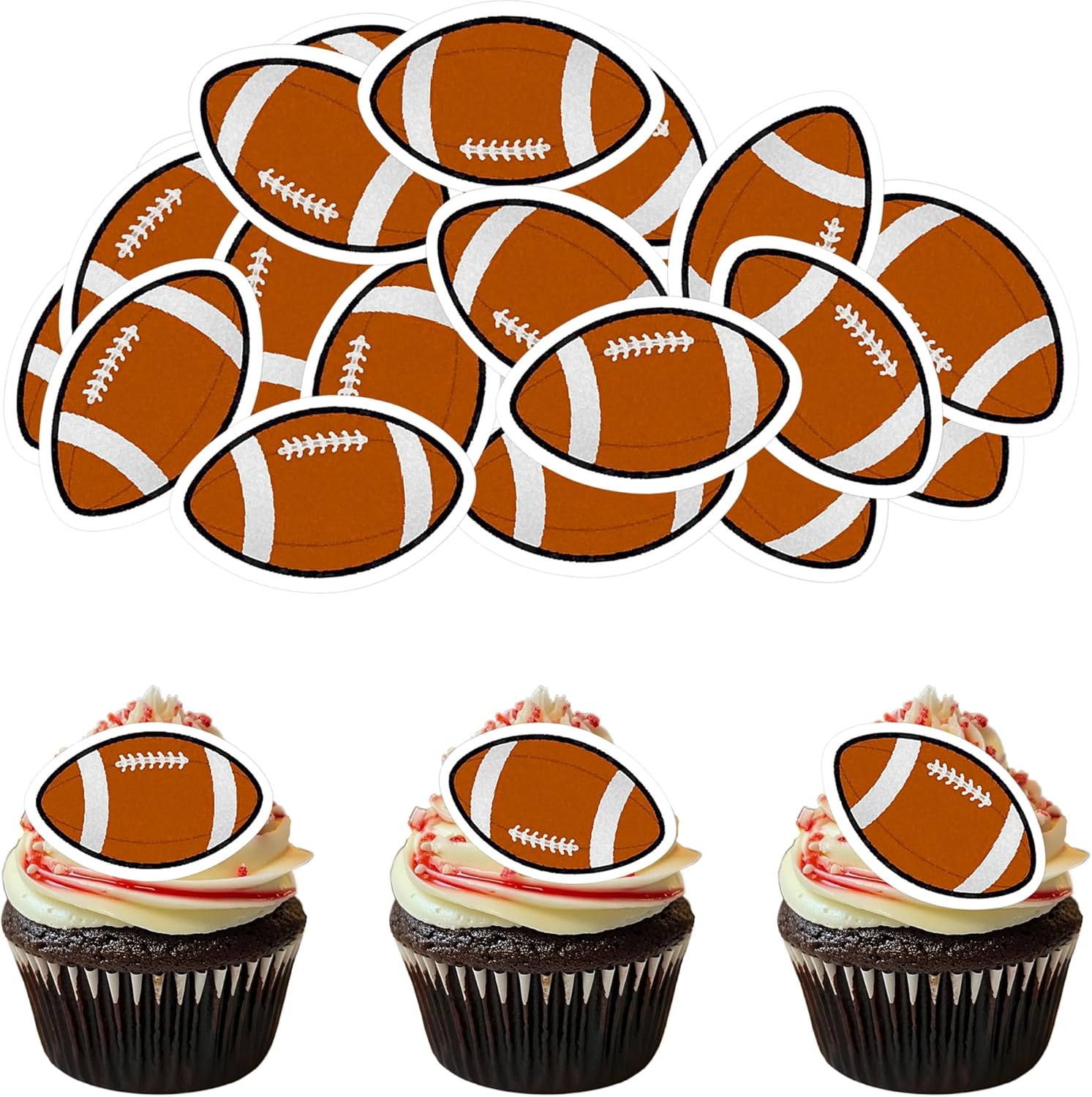 50 PCS Edible Rugby Cupcake Toppers Wafer Paper Rugby Ball Players Cake toppers Edible Football Party Decorations for Sports Football Theme Baby Shower Birthday Party Decorations Supplies