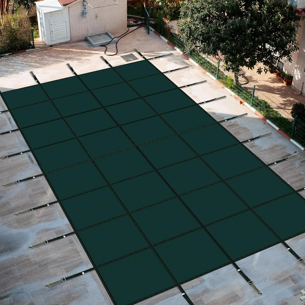 Buzzbazaar Rectangle Inground Pool Safety Cover – Durable, Reliable Protection with Easy Installation (Green, 16'x32' Pool Size (No Step))