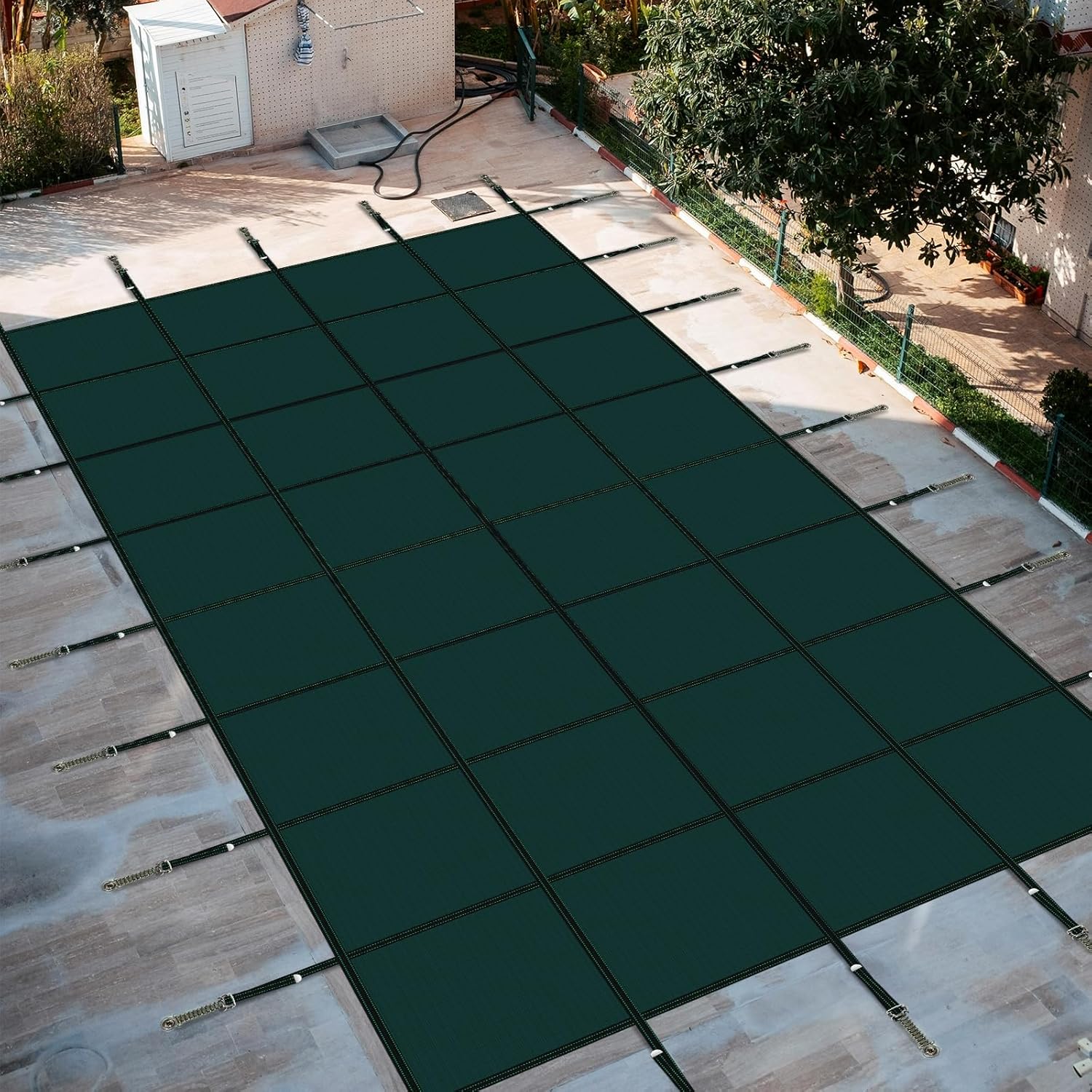 Buzzbazaar Rectangle Inground Pool Safety Cover – Durable, Reliable Protection with Easy Installation (Green, 16'x32' Pool Size (No Step))