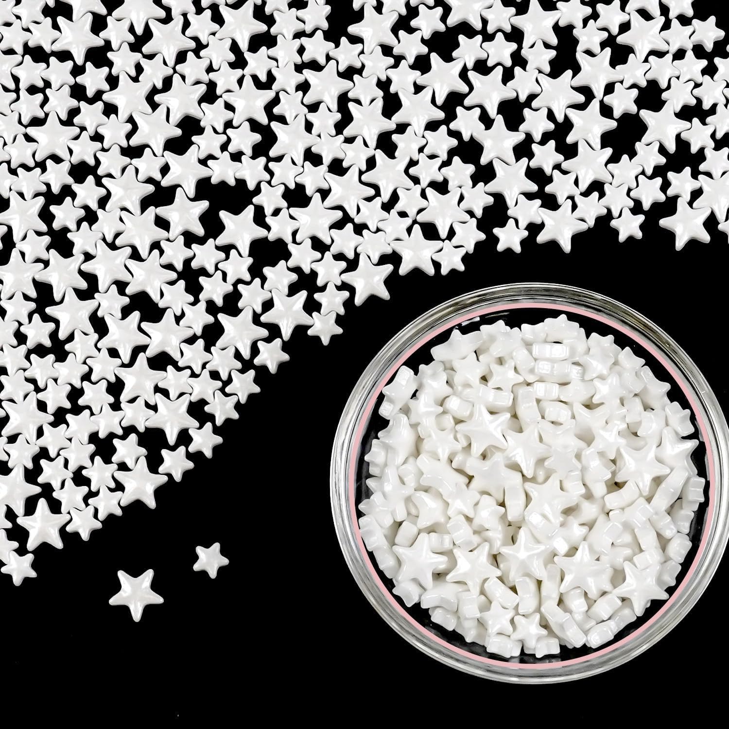 White Star Sugar Sprinkles for Cake Decorating, 150g/5.29oz Mix Size, Star Cake Decorations, Star Candy Sprinkles, Cupcakes&Cookies Topper, Easter, Wedding Party Supplies