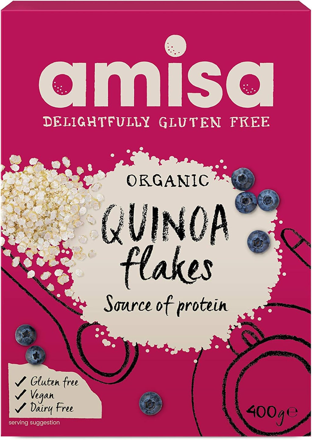 AMISA ORGANICS Organic Quinoa Flakes Cereal, 400 GR