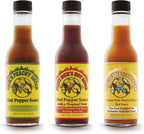 Dirty Dicks Variety Trio: Original, Caribbean, Peachy Green Hot Sauces - 5 Fl Oz, Pack of 3