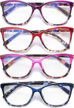 Ladies Reading Glasses，Blue Light Blocking Readers,Mult-pattern Print Cheaters,Spring Hinge Computer Eyeglasses