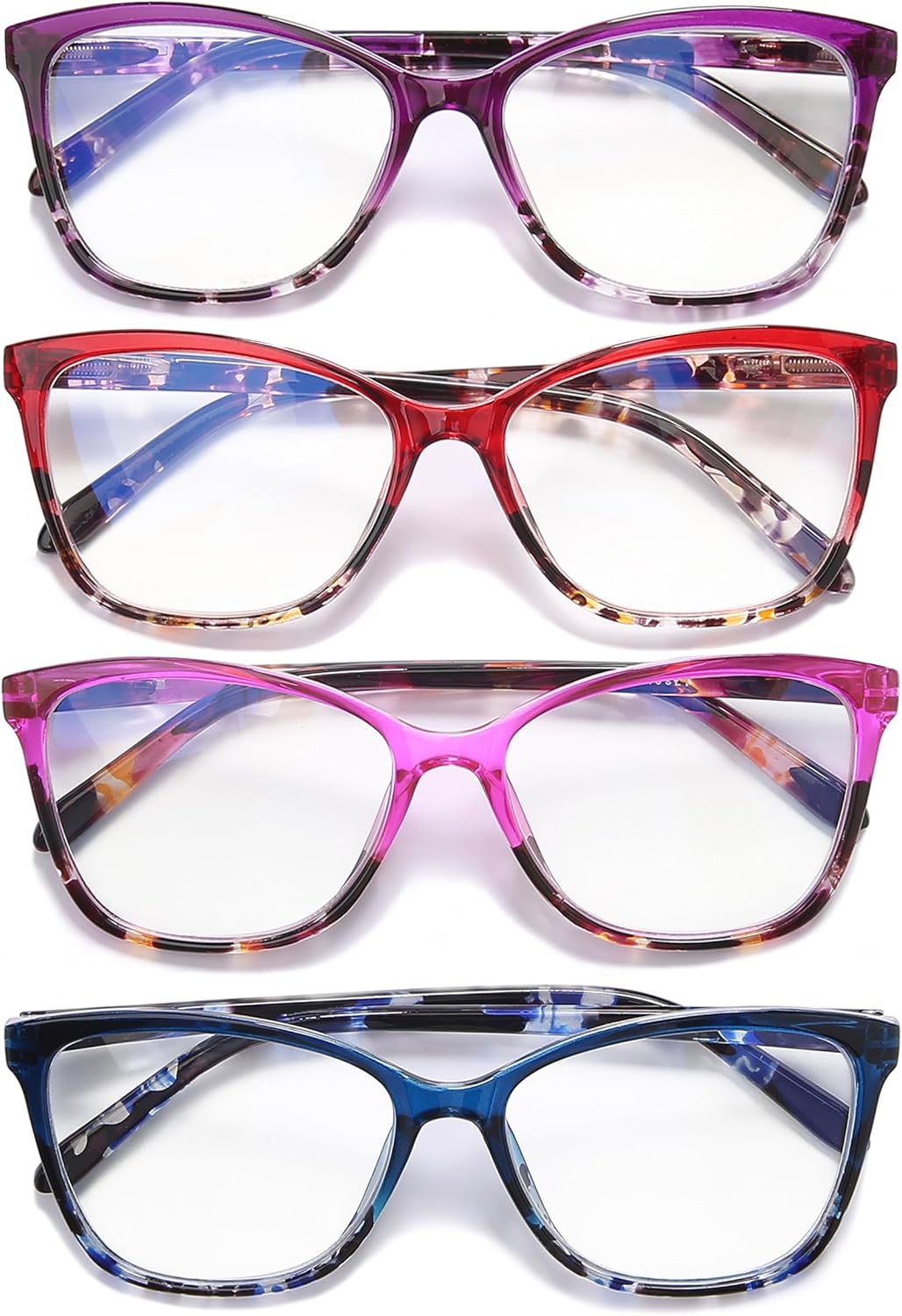 Ladies Reading Glasses，Blue Light Blocking Readers,Mult-pattern Print Cheaters,Spring Hinge Computer Eyeglasses