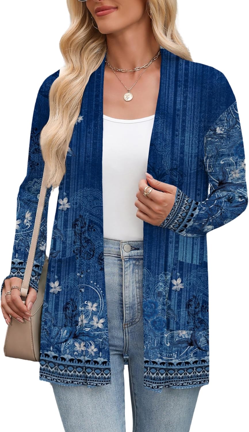 Zeagoo Women's Lightweight Cardigan Open Front Long Sleeve Casual Loose Thin Cardigans with Pockets 2026