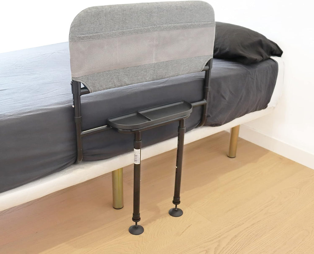 KMINA Side Rails for Beds for Seniors, Adjustable Bed Assist Rail for Seniors, Storage Pocket & Tray, Fixing Straps, Fits Twin/Full/Queen