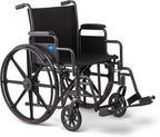Medline Comfortable Folding Wheelchair with Swing-Back Desk-Length Arms and Swing-Away Footrests, 16”W x 16”D Seat