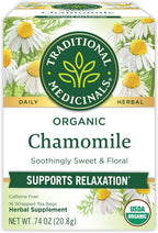Traditional Medicinals Organic, Chamomile Tea - Supports Stress Relief and Relaxation - Kosher, Non-GMO, Caffeine-Free, Compostable - 16 Tea Bags
