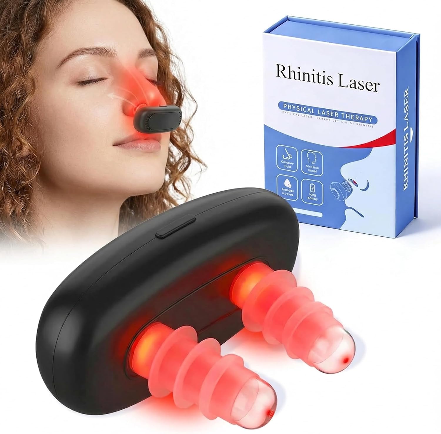 2026 Upgraded Portable Red Light Nasal Therapy Device for Nose & Sinus Comfort, USB Rechargeable Nasal Care Device with Soft Silicone Tips, Easy Home & Travel Use for Seasonal Relief