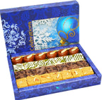 Ghasitaram Gifts Indian Sweets - Diwali Gifts Sweets- Assorted Box of Kaju Chocolate Barfi,Mango Bite, Mathura Diya and Besan Barfi 800 GMS