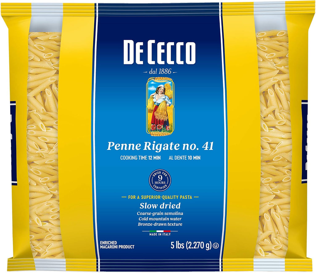 De Cecco Semolina Pasta, Penne Rigate No.41, 5 Pound (Pack of 4)