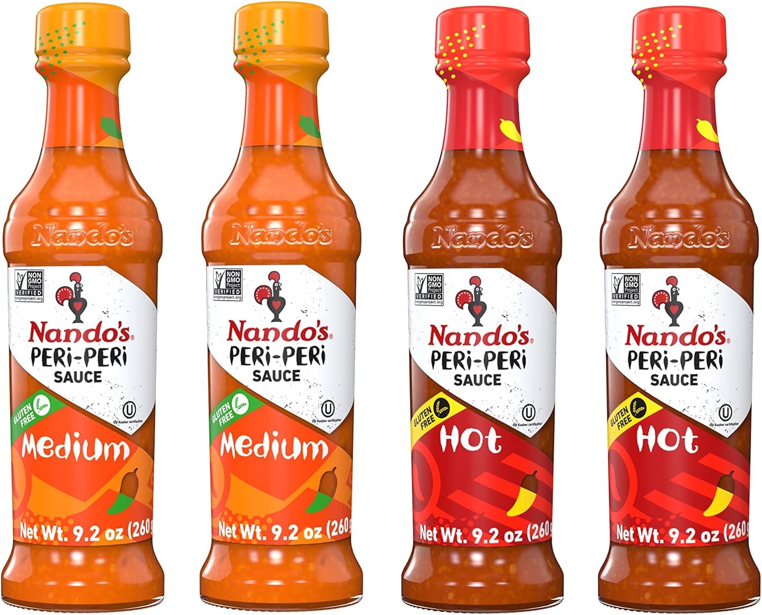 Nando's PERi-PERi Signature Hot Sauce Pack - Our Flavorful Medium Sauce and Hot Sauce Bundle - Piri Piri Sauce Set - 9.1oz Bottle (4 Pack)