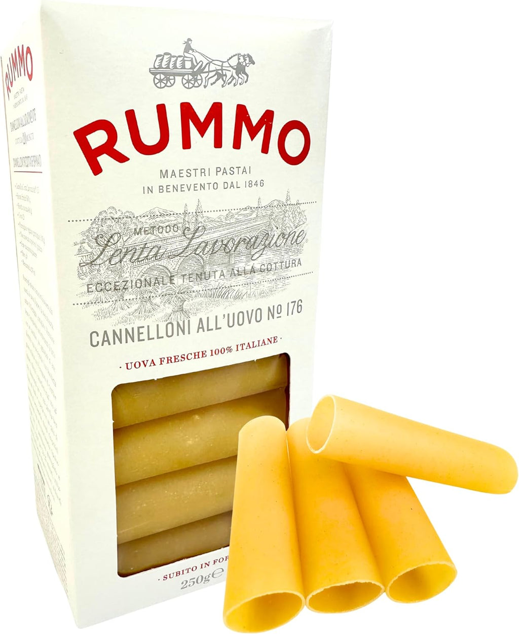 Rummo Cannelloni Pasta 8.82 oz. (250g) Manicotti Shells - Large Pasta Tubes - Manicotti Shells for Stuffing - Canelones Para Rellenar - Cannelloni Tubes - Paccheri - Bronze Cut - Slow Dried