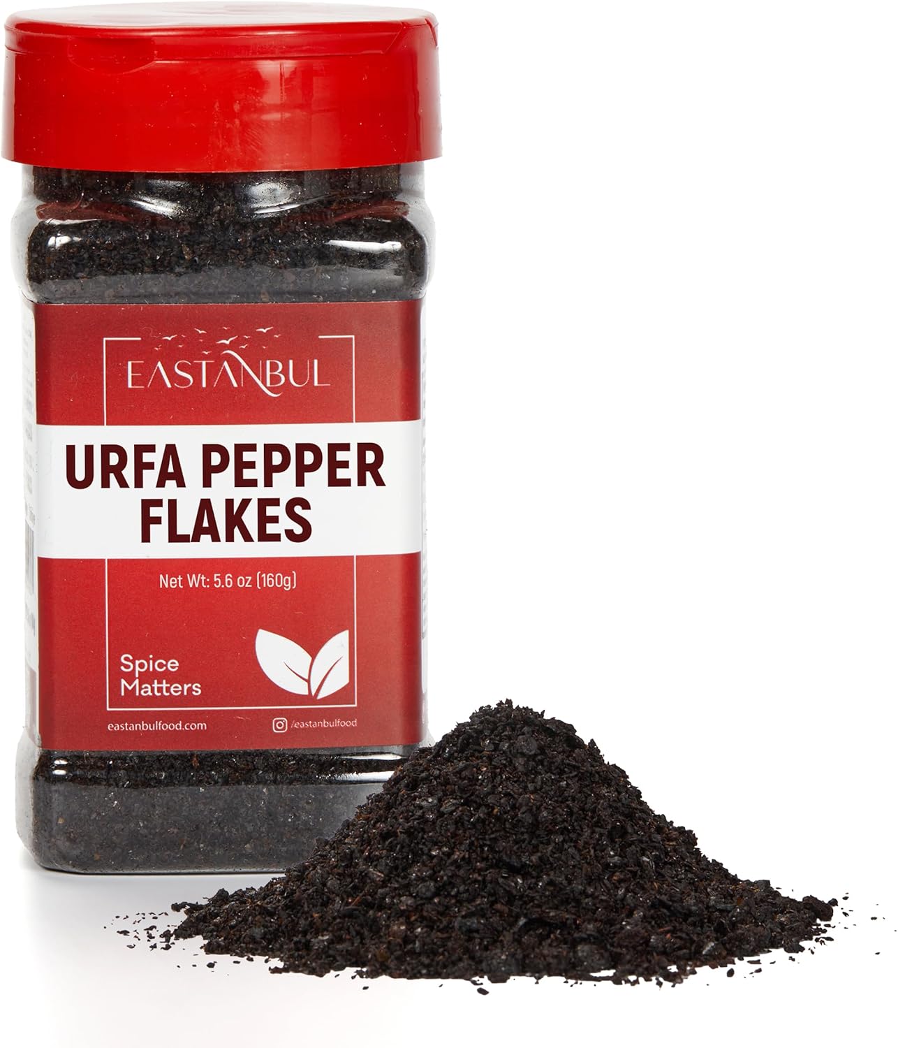 Eastanbul Urfa Biber, 5.6oz, Urfa Pepper Flakes, Isot, Mild-Moderately Hot Chili Flakes, Blackish-Red Turkish Pepper for Cooking & Seasoning, Special Pul Biber, From Unique Spices of Turkey