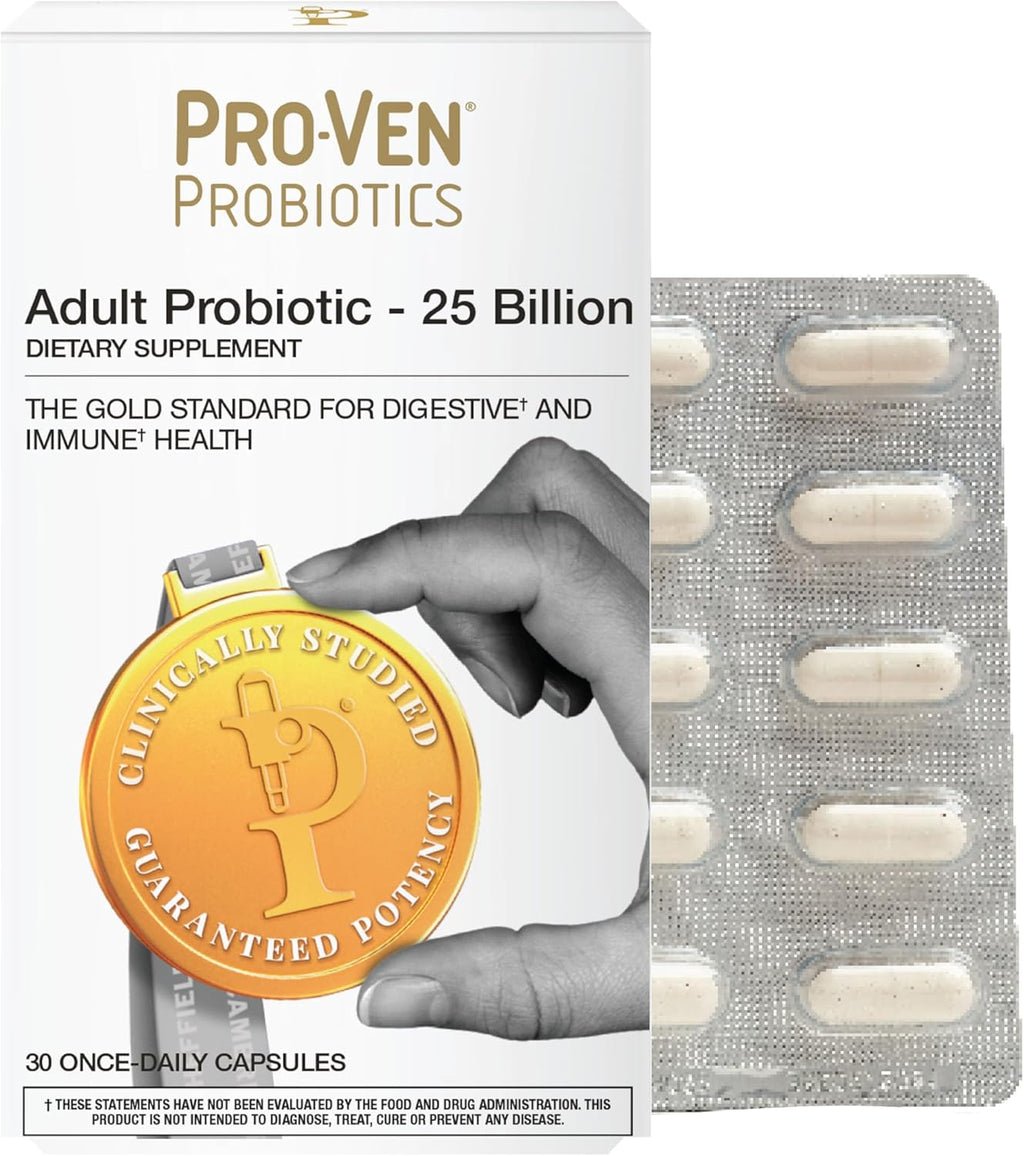 Pro-Ven Daily Probiotic for Women & Men | 25 Billion CFU with Acidophilus & Bifidus | Digestive & Immune Support | Vegetarian, Gluten-Free, Lactose-Free | 30 Capsules