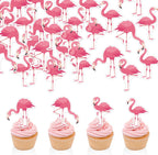60 PCS Edible Flamingo Cupcake Toppers Wafer Paper Flamingo Cupcake Toppers Picks for Summer Party Birthday Party Baby Shower Party Decorations