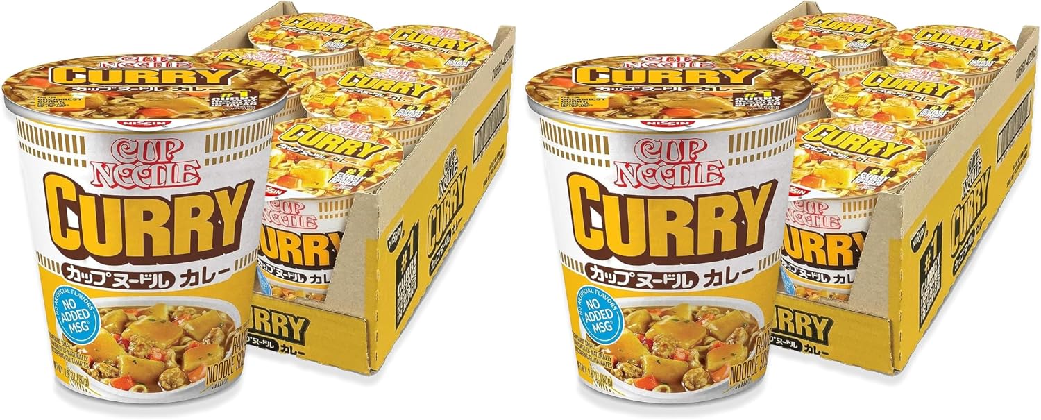 Nissin Cup Noodle Ramen Noodle Soup,Curry,2.82 Ounce,(Pack of 12)