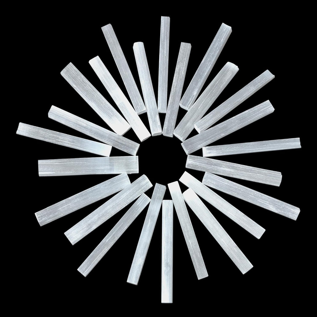 XIANNVXI 24PCS Selenite Crystal Wand 4'' Selenite Sticks Crystals Bulk for Healing Reiki Metaphysical Energy Drawing Protection Wiccan Altar Supplies Crystal for Witchcraft