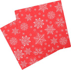 Christmas Party Disposable Paper Napkins 2 Ply Napkins Holiday 33cm x 33cm Cocktail Napkins Serviette for New Year Winter Dinner Party Supplies Decoration, Printed Snowflakes - Red, 60pcs
