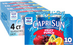 Capri Sun Fruit Punch Naturally Flavored Juice Drink Blend, 40 ct Pack, 4 Boxes of 10 Pouches