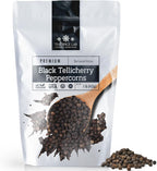 The Spice Lab Black Tellicherry Peppercorns for Grinder Packed in the USA - Steam Sterilized Kosher Non-GMO All Natural Black Pepper 5015 (1 lb Resealable Bag)