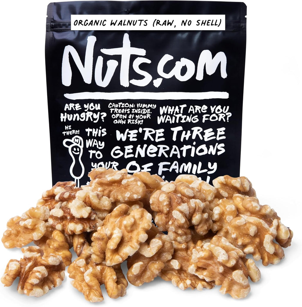Nuts.com – Organic Walnuts (Raw, No Shell) – Healthy Snack for Adults & Kids, Nutty & Slightly Sweet Flavor, Good Source of Protein & Fiber – Vegan, Raw, Gluten-Free & Kosher Pareve – 2 Pound Bag
