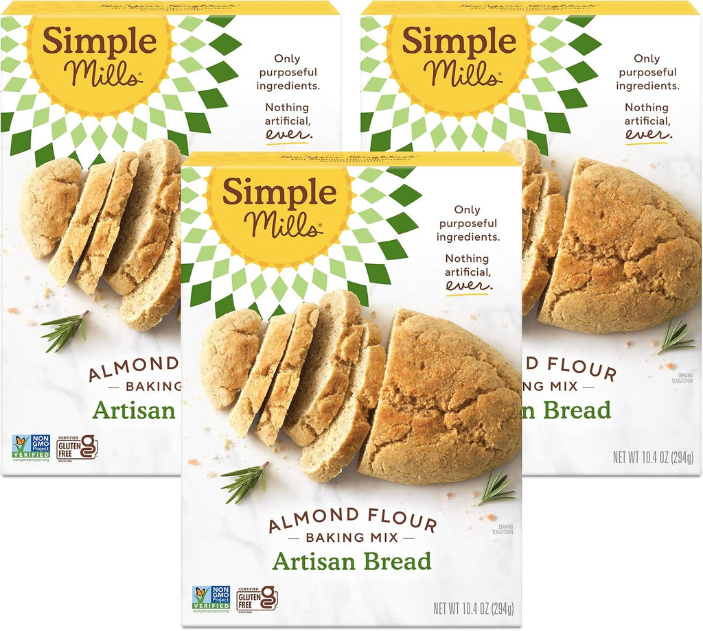 Simple Mills Almond Flour Baking Mix, Gluten Free Artisan Bread Mix, Made with whole foods, 3 Count (Packaging May Vary)