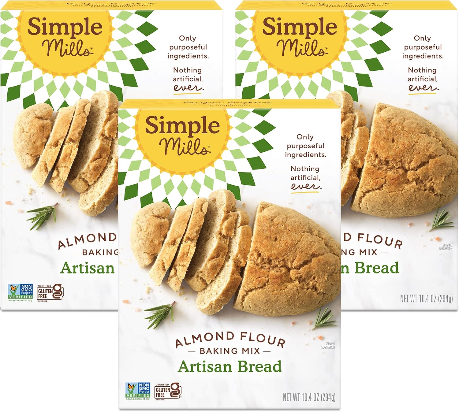 Simple Mills Almond Flour Baking Mix, Gluten Free Artisan Bread Mix, Made with whole foods, 3 Count (Packaging May Vary)