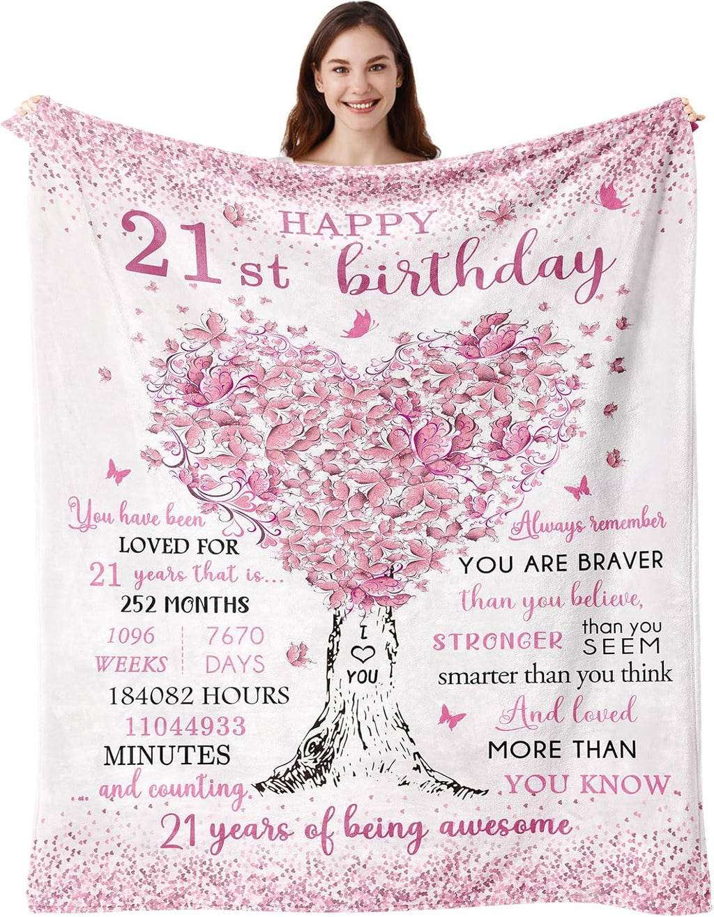 21st Birthday Gifts for Her, 21st Birthday Decorations, 21 Year Old Birthday Gifts for Her, Gifts for 21st Birthday Female, Best Gifts for 21 Year Old, 21st Birthday Gift Ideas Blanket 50"X60"
