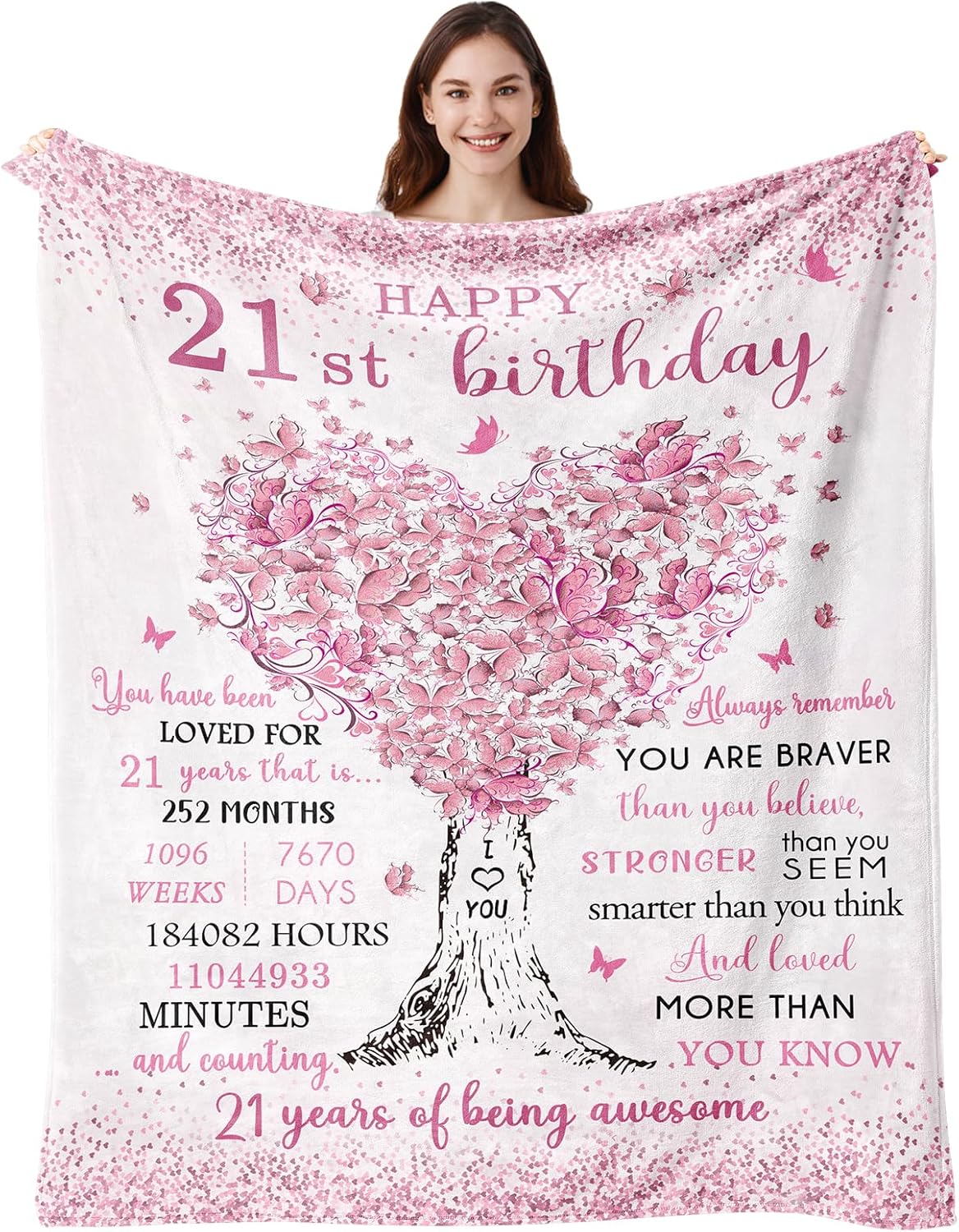 21st Birthday Gifts for Her, 21st Birthday Decorations, 21 Year Old Birthday Gifts for Her, Gifts for 21st Birthday Female, Best Gifts for 21 Year Old, 21st Birthday Gift Ideas Blanket 50"X60"
