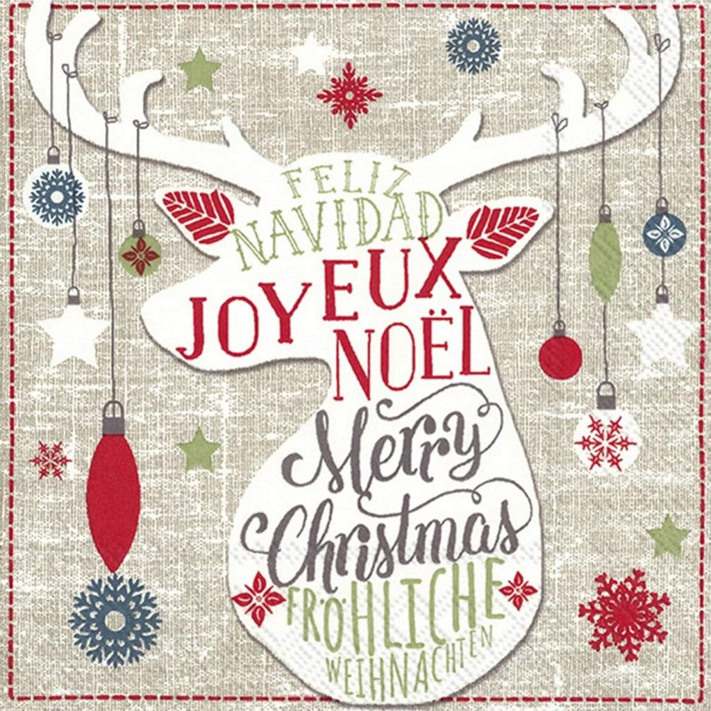 IHR 20 Luxury Christmas Paper Luncheon Napkins- Merry Christmas Deer