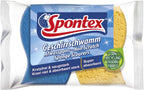 Spontex Non Scratch Super Absorbent, Pack of 2, Yellow Sponge Blue Scourer, 1er