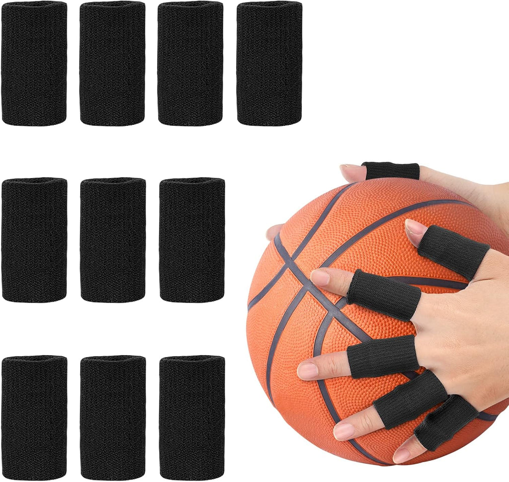 Yosoo Health Gear Finger Wraps, Finger Protector, 10Pcs Stretchy Flexible Fingers Sleeve Support Finger Protector Sports Aid Arthritis Band Wraps for Arthritis, Finger or Basketball Baseball(Black)