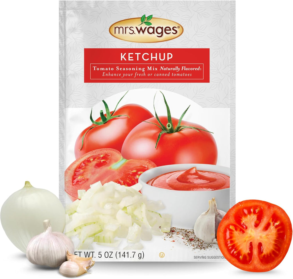 Mrs. Wages Ketchup Mix, Easy-To-Use, Enhance Your Tomatoes, Makes Ketchup in Bulk, Easy To Freeze or Serve Fresh, 5 oz Packet (Value Pack of 6)