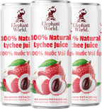 Elephant World 100% Natural Lychee Juice | NON GMO | 10.8 oz (Pack of 12), Lychee