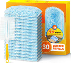 30 Count Duster Refill for Swiffer Duster with 1 Handle, One-Sided Disposable Dusters Refills with 4X Microfibers, Unscented Dusters for Cleaning Home, Furniture, Blinds & Vent