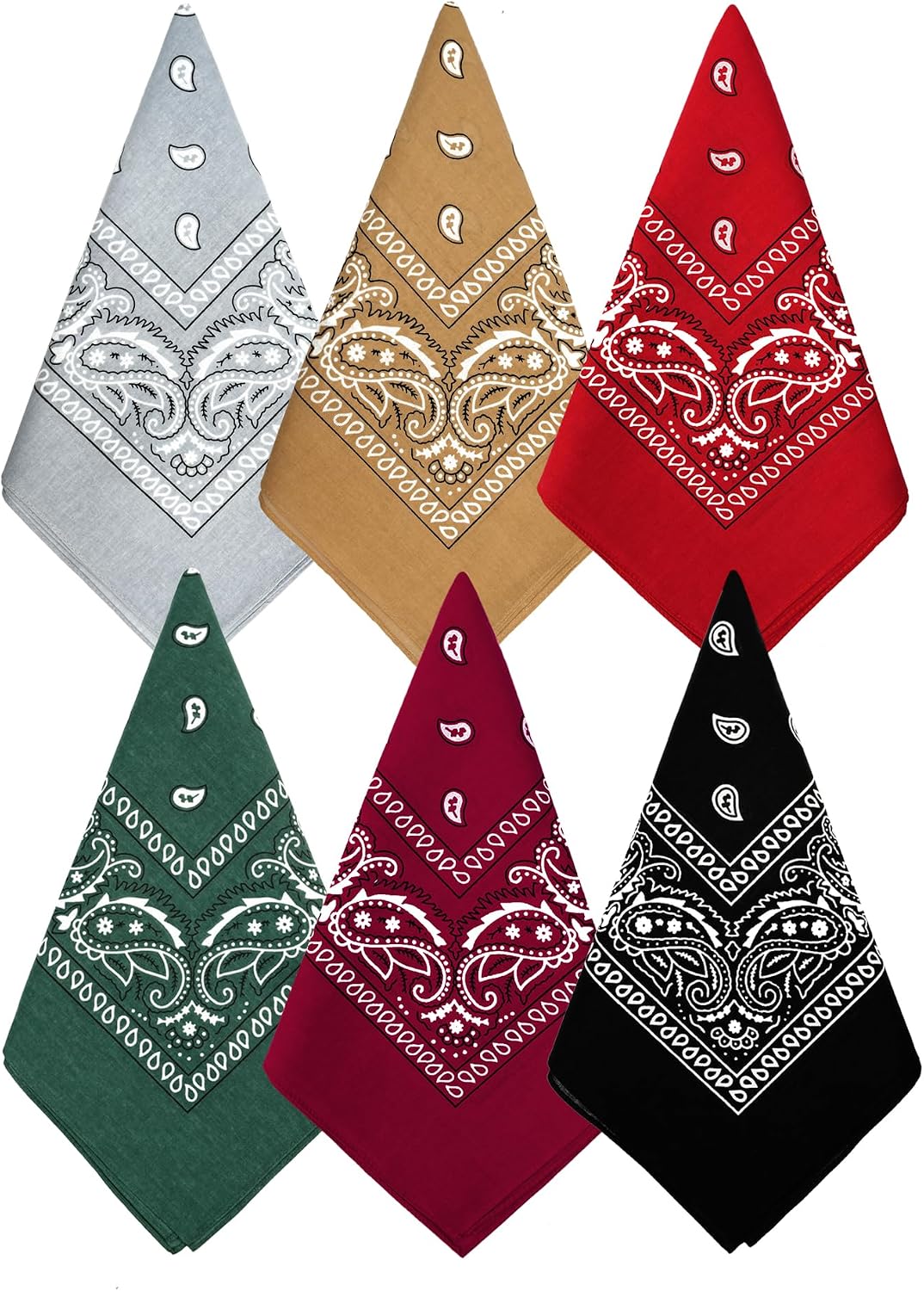 Bycc Bynn 3 Pack 100% Cotton Paisley Pattern Bandanas Face Mask Square Scarf Headwear
