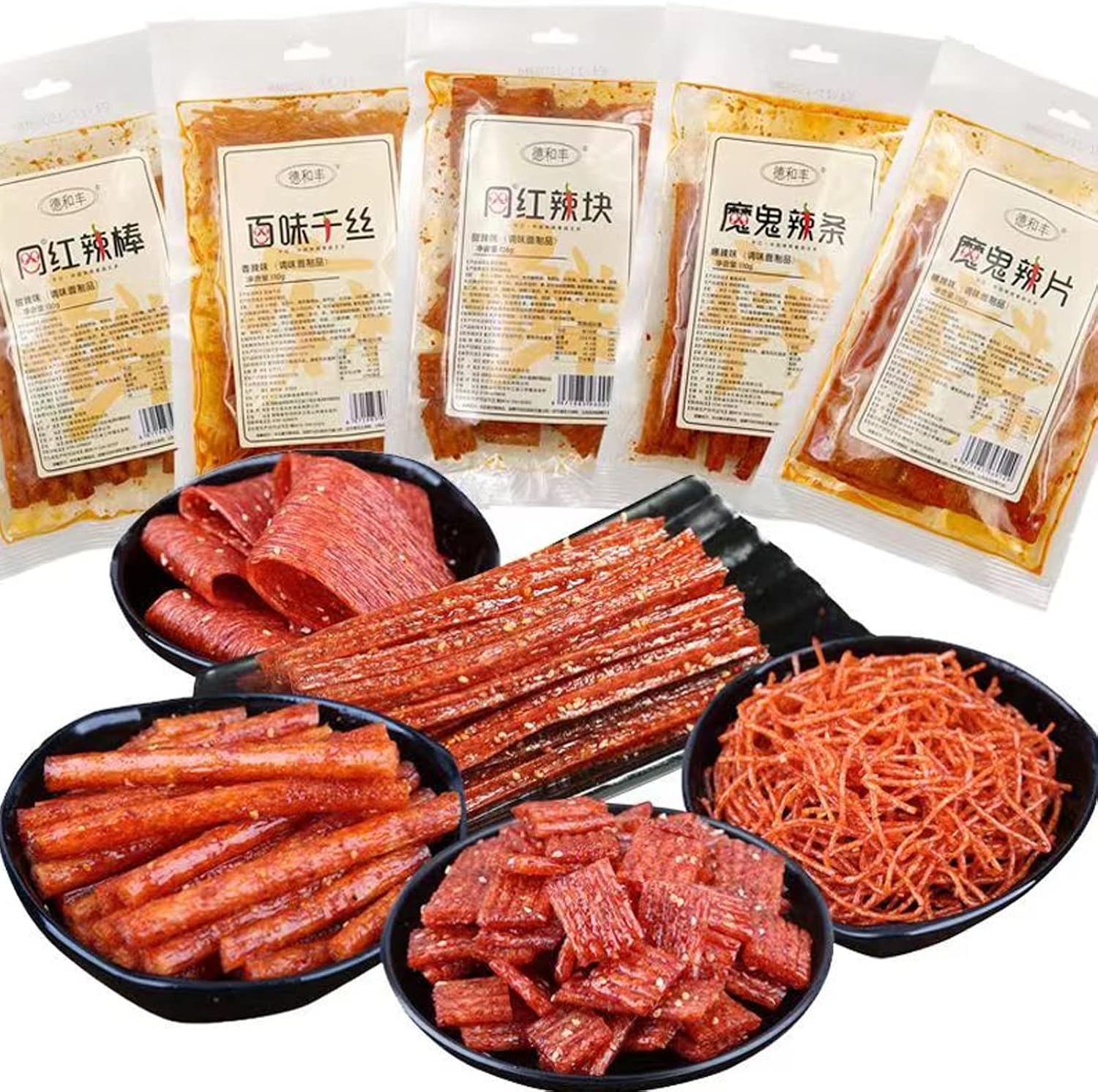 Spicy Strip Small Gluten Spicy Strips Latiao Snack Food - Chinese Special Classic Handmade Spicy Gluten Latiao Delicious Snacking, Best Vegan Fragrant Spicy Flavour…