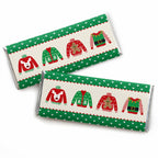 Big Dot of Happiness Ugly Sweater - Candy Bar Wrapper Holiday and Christmas Party Favors - Set of 24