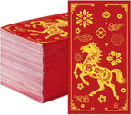 100Pcs Chinese New Year 2026 Paper Napkins 3 Ply Red Gold Foil Horse Disposable Absorbent Hand Towels Year of the Horse Guest Napkins for Spring Festival Luncheon Dinner Bathroom Supplies Table Decor