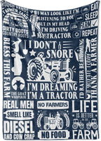 Huglanket Farmer Gifts for Men, Flannel Blanket, Personalized Farmer Gift for Fathers Day, Birthday, Thanksgivings Day, Christmas - Size 50" x 65" - I Don't Snore