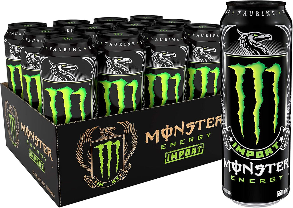 Monster Energy Import, Energy Drink, 18.6 Ounce | Pack of 12