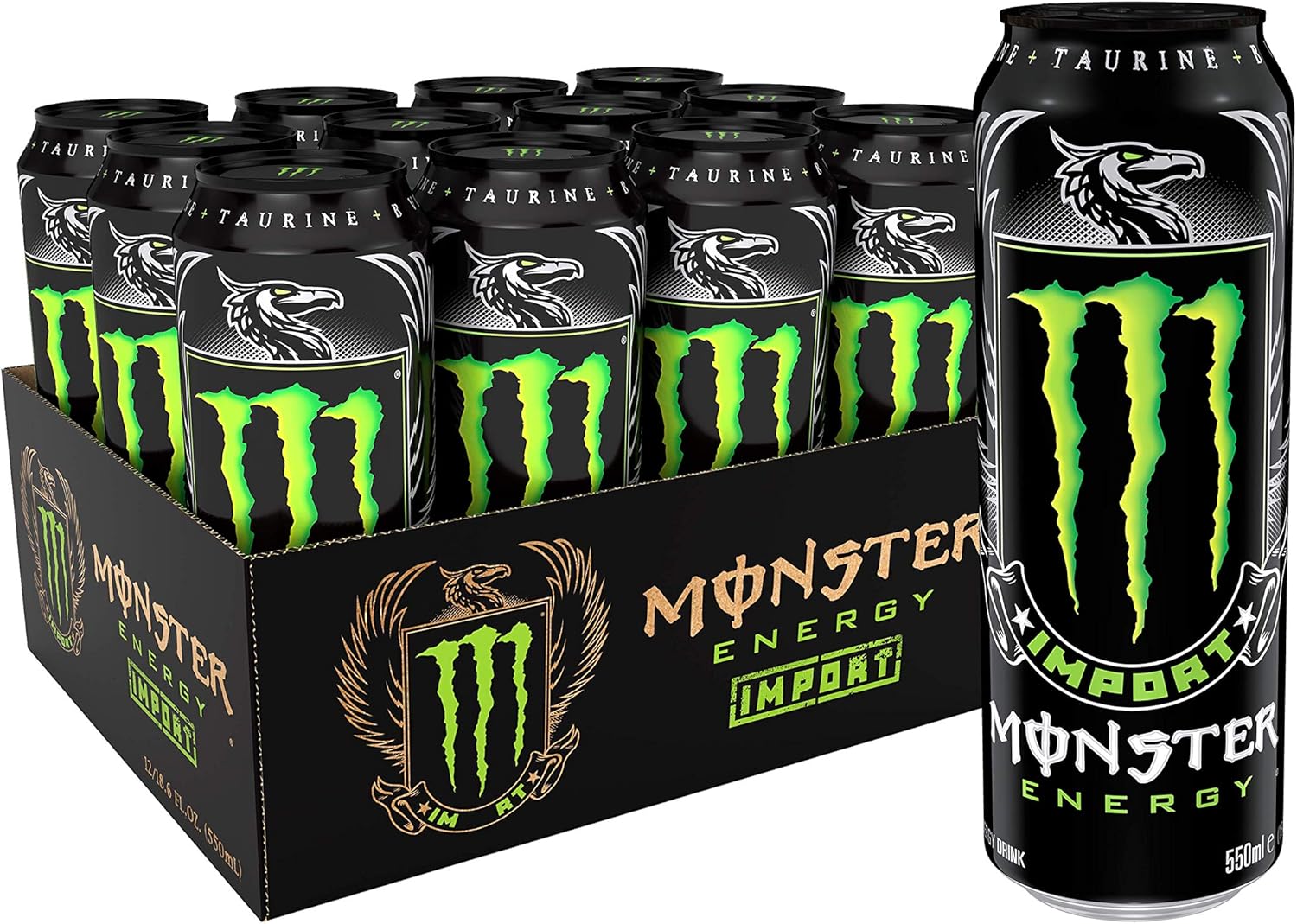 Monster Energy Import, Energy Drink, 18.6 Ounce | Pack of 12
