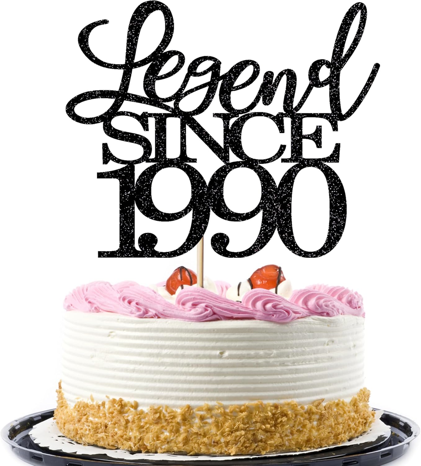 Legend Since 1990 Cake Topper 36th Birthday Happy Birthday Cake Topper Men and Women Cheer 36 Years Old Handmade Black Glitter Cake Decoration (1990)