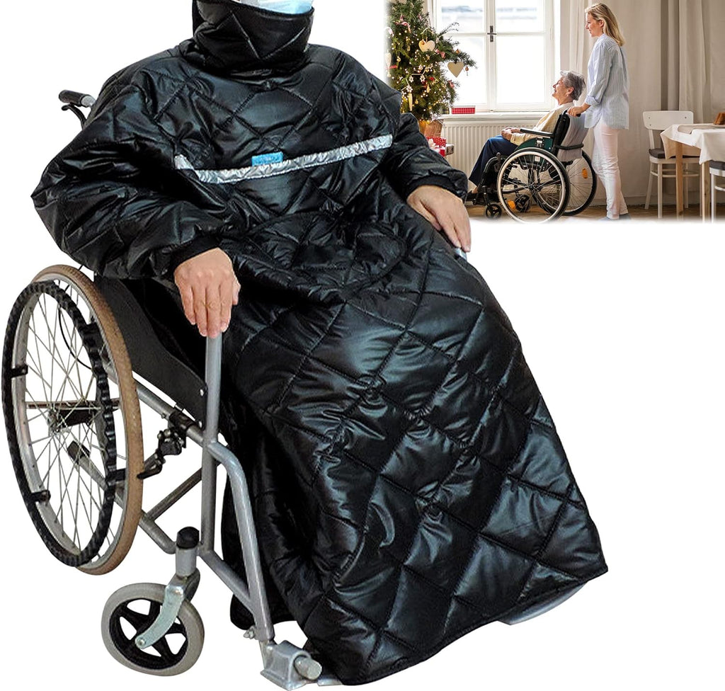 Winter Wheelchair Blanket Warmer Cover, Waterproof Wheelchair Blanket for Adults with Pockets, Wheelchair Full Body Cover - Best Choice for Winter Protection